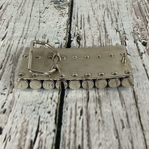 Ammunition 9 Bullet Belt Buckle Polished Silver Metal Fake Bullet Belt Accessory - Picture 3 of 4